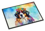 NEW Bernese Mountain Dog Hippie Dawg Doormat Front Door Mat Indoor Outdoor Rugs for Entryway, Non Slip Washable Low Pile, 18H X 27W