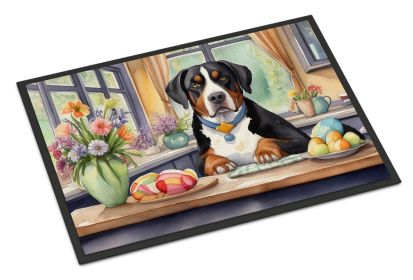 Decorating Easter Greater Swiss Mountain Dog Doormat Front Door Mat Indoor Outdoor Rugs for Entryway, Non Slip Washable Low Pile, 24H X 36W