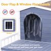 Large Wooden Dog House Indoor Outdoor with Terrace and Open Waterproof Asphalt Roof, Outdoor Dog House with Raised Floor, Windows and Door Curtains