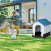 26 inch Plastic Dog House, Indoor Outdoor Doghouse Pet House with Air Vents and Elevated Floor