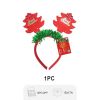 Christmas Bow Headband for Dogs Red and Gold Deer Horn Snowflakes Christmas Hat Costume Dress Up Accessories for Pet for Cosplay and Makeup  12 pcs