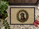 Portuguese Water Dog Christmas Flowers Doormat Front Door Mat Indoor Outdoor Rugs for Entryway, Non Slip Washable Low Pile, 24H X 36W