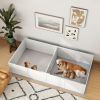 PawHut Whelping Box for Dogs and Puppies, Dog Whelping Box with Washable Waterproof Pee Pad & Adjustable Door for Large, Medium and Small Dogs, White