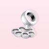 S925 Sterling Silver Adorable Pet Paw Print Pendant Fashion DIY Bead Accessories