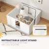 PawHut Whelping Box for Dogs, Newborn Puppy Supplies with Retractable Light Stand, Waterproof Pee Pad