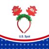 Christmas Bow Headband for Dogs Red and Gold Deer Horn Snowflakes Christmas Hat Costume Dress Up Accessories for Pet for Cosplay and Makeup  12 pcs