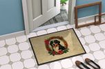 Bernese Mountain Dog Christmas Flowers Doormat Front Door Mat Indoor Outdoor Rugs for Entryway, Non Slip Washable Low Pile, 24H X 36W